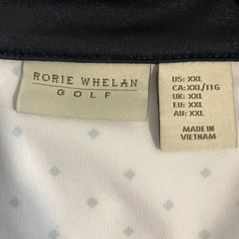 Rorie Whelan Golf Polo Shirt XXL White/Blk Diamond Dot Soft Stretch Lightweight - Picture 4 of 5